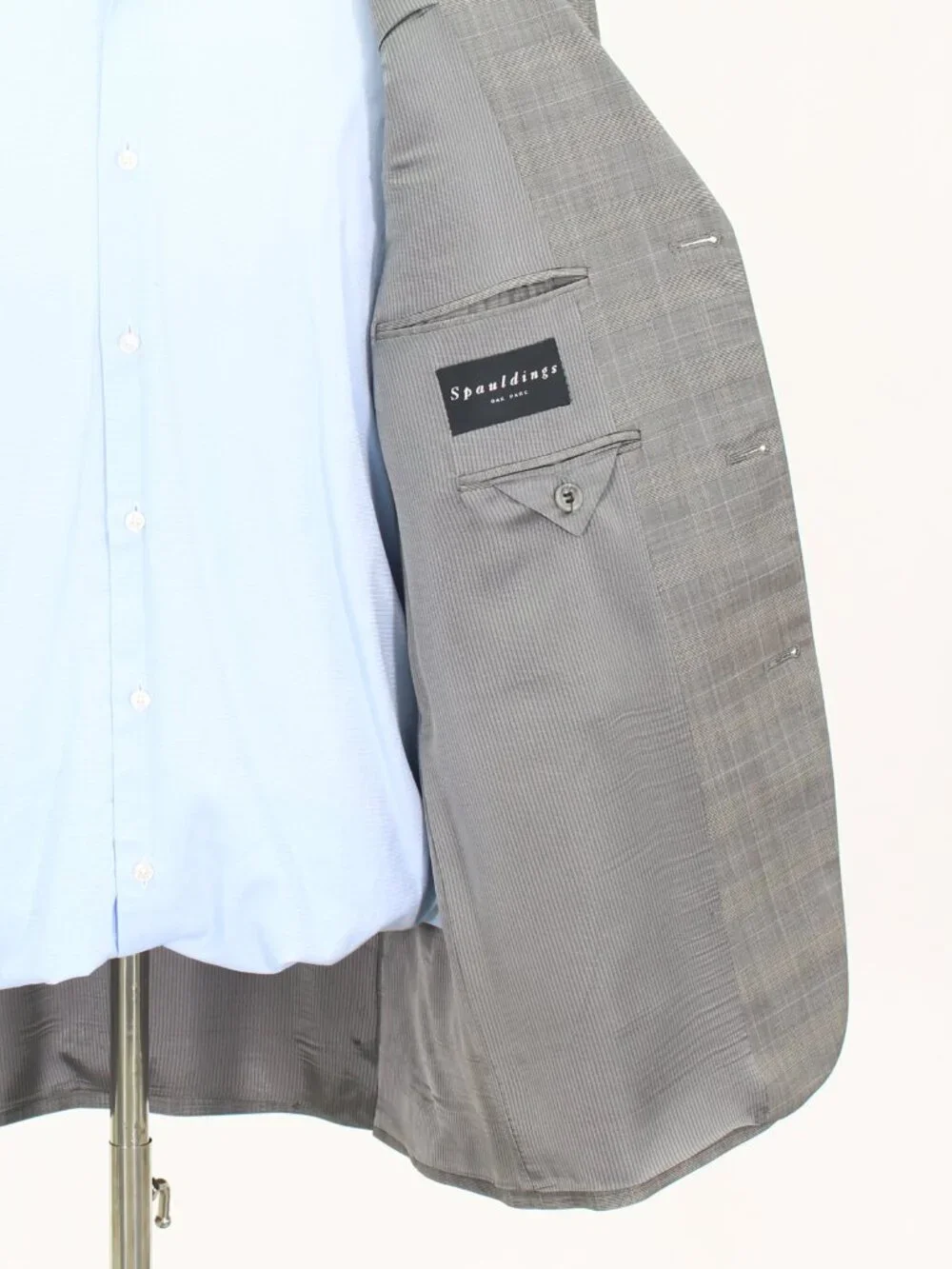 Jack Victor 44R 38x28 Gray Full Suit 3-Button Check R927